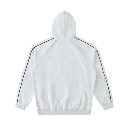 Contrast Piping Raglan Hoodie in White Grey, back