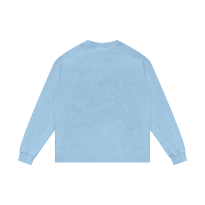 Acid Wash Long Sleeve Tee in Sky Blue, back
