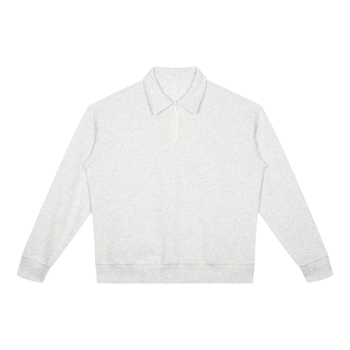 Boxy Quarter-Zip Sweatshirt in White Grey, front