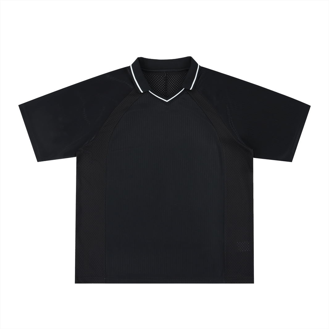 Striped Football Jersey in Black, front