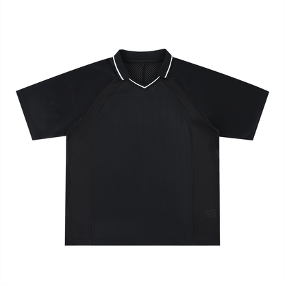 Striped Football Jersey in Black, front