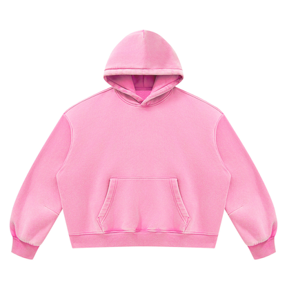 Vintage Wash Boxy Hoodie in Pink, front