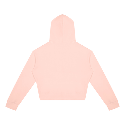 Women's Cropped Zip Hoodie in Light Pink, back