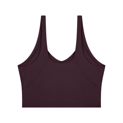 Cropped Yoga Tank in Plum Purple, back