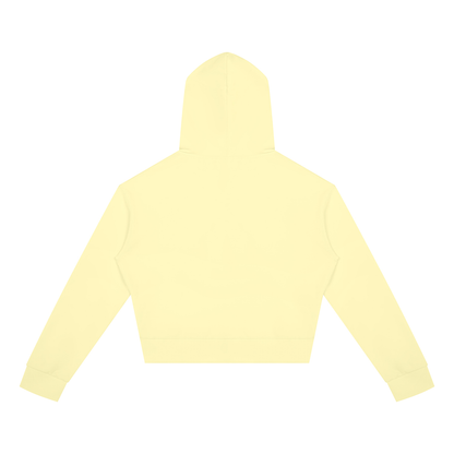 Women's Cropped Zip Hoodie in Light Yellow, back