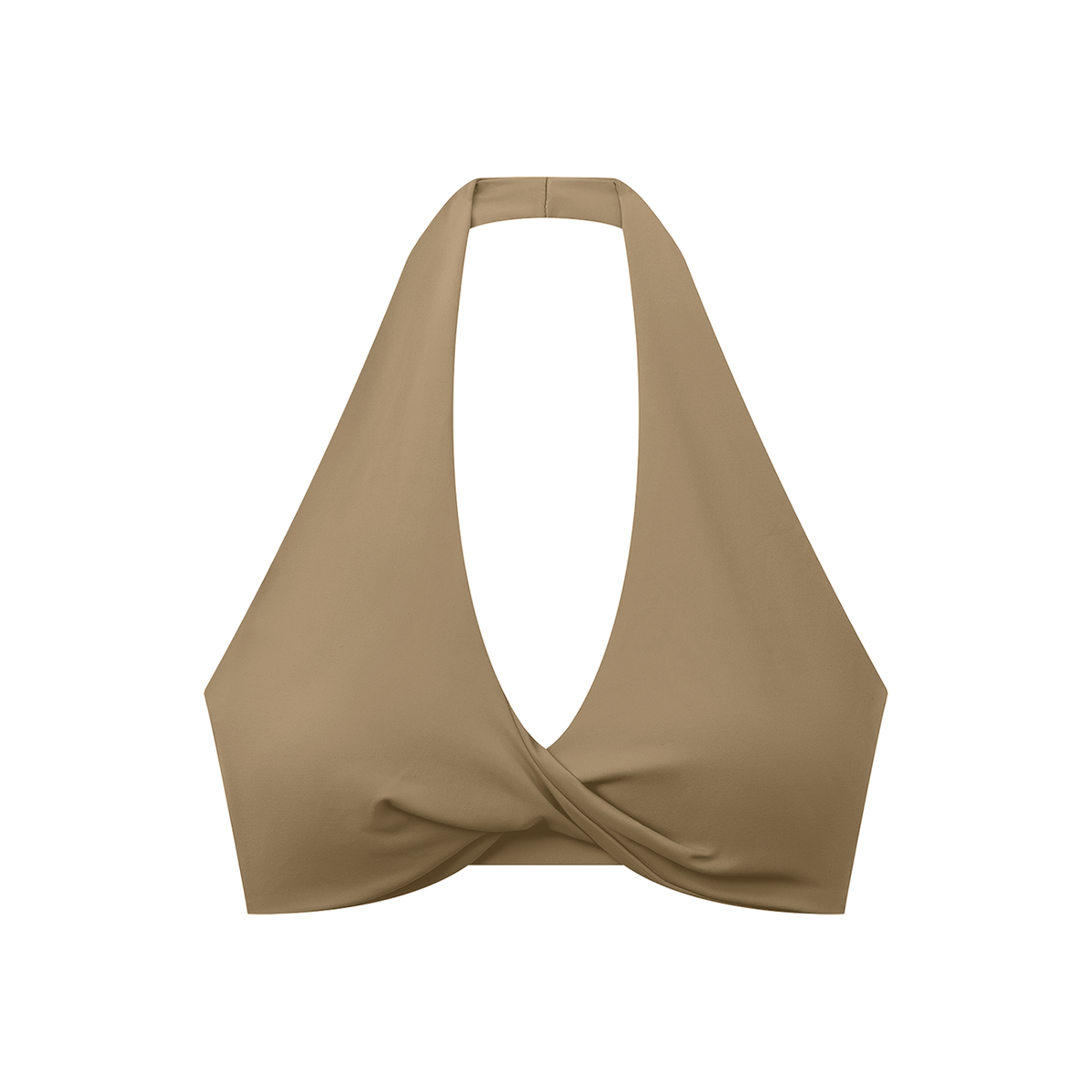 Halter Sports Bra in Khaki, front
