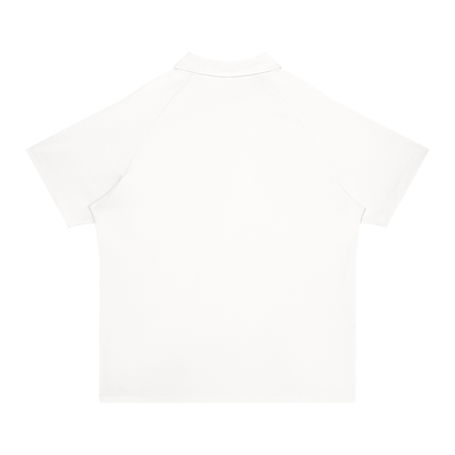 Stretch Raglan Polo in White, back