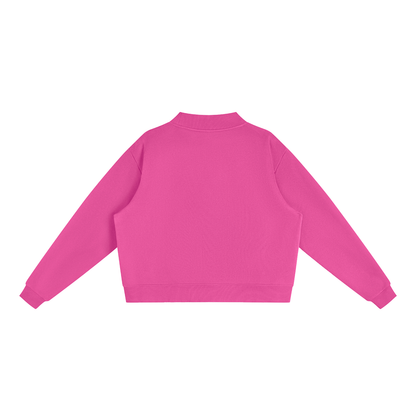Women's Mock Neck Sweatshirt in Rose Red, back