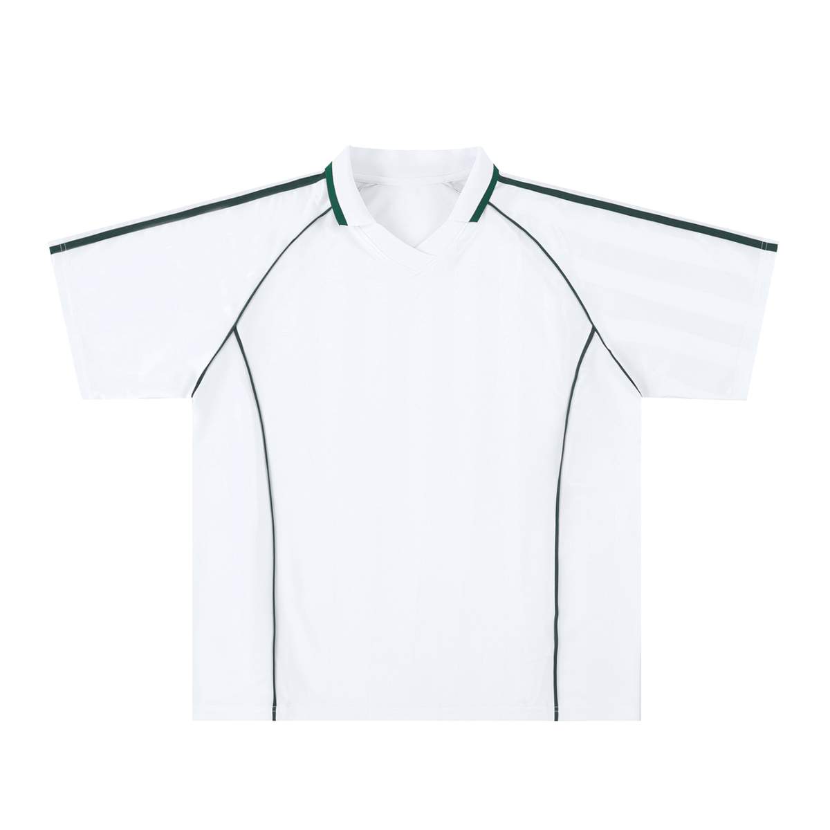Collared Soccer Jersey in White with Dark Green, front