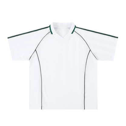 Collared Soccer Jersey in White with Dark Green, front