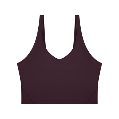 Cropped Yoga Tank in Plum Purple, front