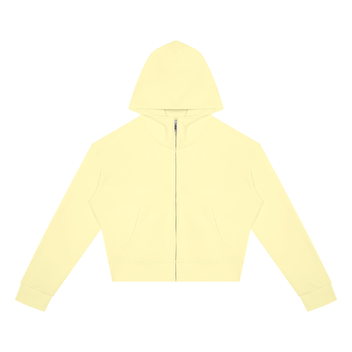 Women's Cropped Zip Hoodie in Light Yellow, front