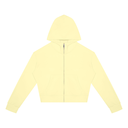 Women's Cropped Zip Hoodie in Light Yellow, front