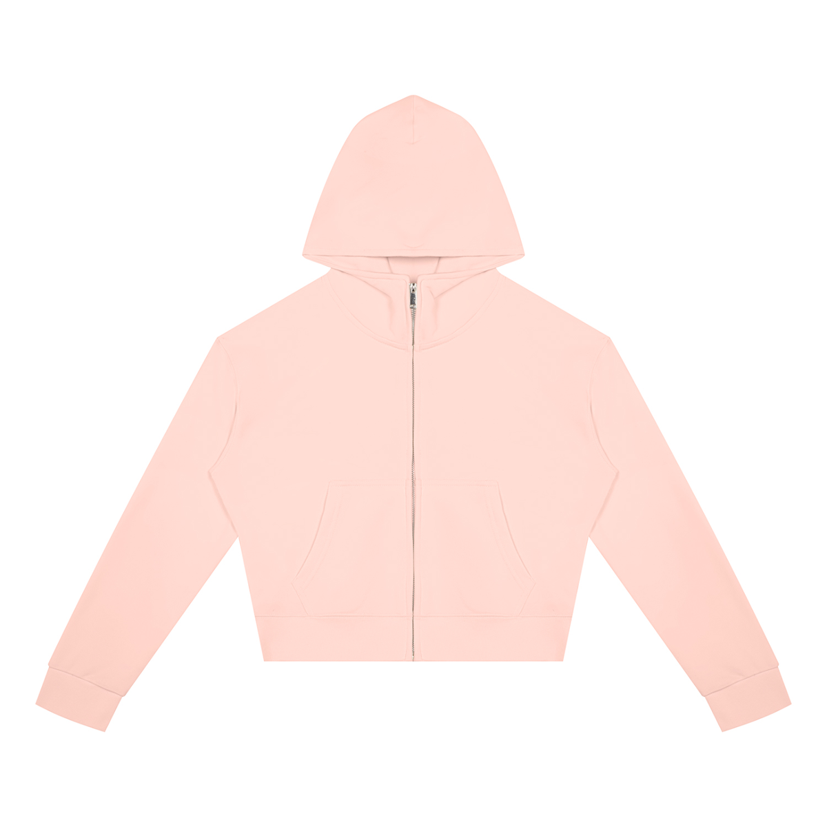 Women's Cropped Zip Hoodie in Light Pink, front