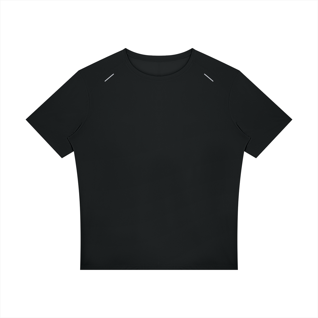 Reflective Raglan Running Tee in Black, front