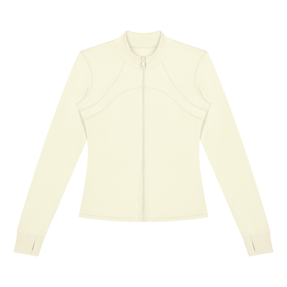 Women's Fitted Training Jacket in Beige, front