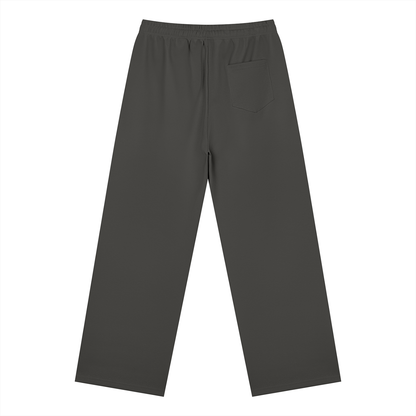 Straight Leg Fleece Track Pants in Charcoal Grey, back