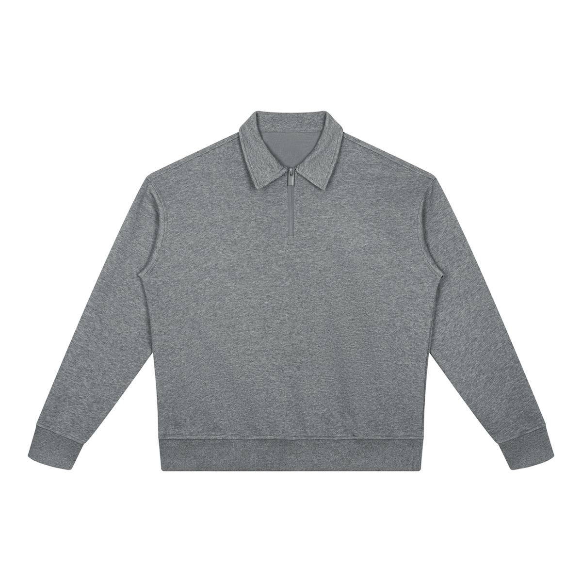 Boxy Quarter-Zip Sweatshirt in Marl Grey, front