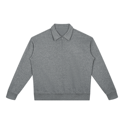 Boxy Quarter-Zip Sweatshirt in Marl Grey, front