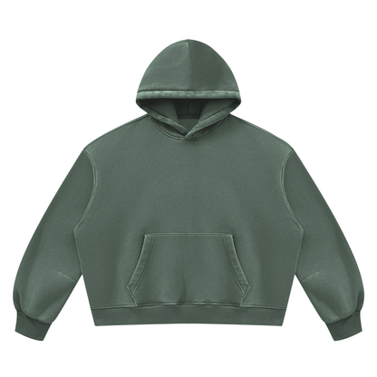 Vintage Wash Boxy Hoodie in Washed Green, front