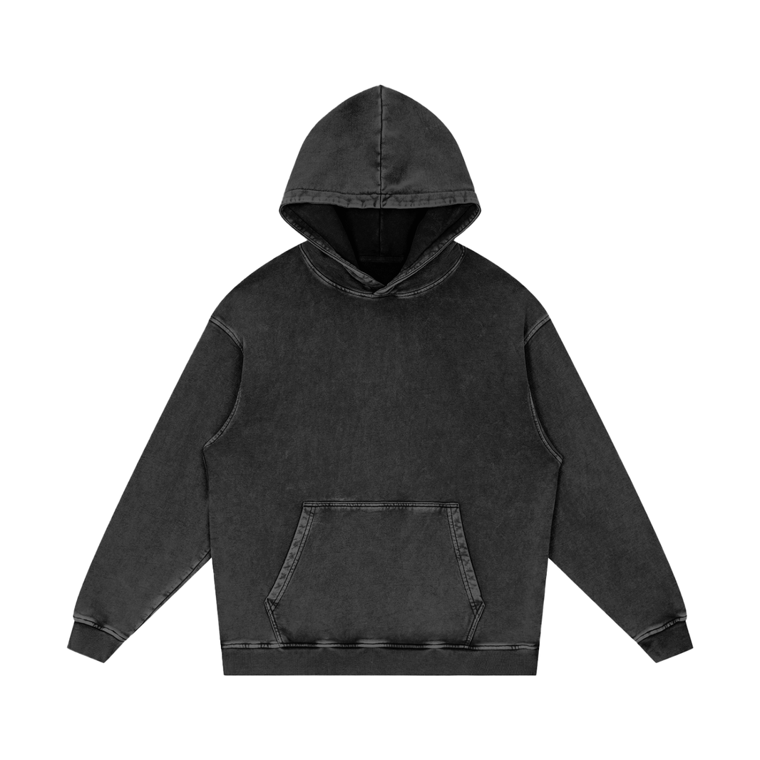 Snow Wash Heavyweight Hoodie in Black Beauty, front