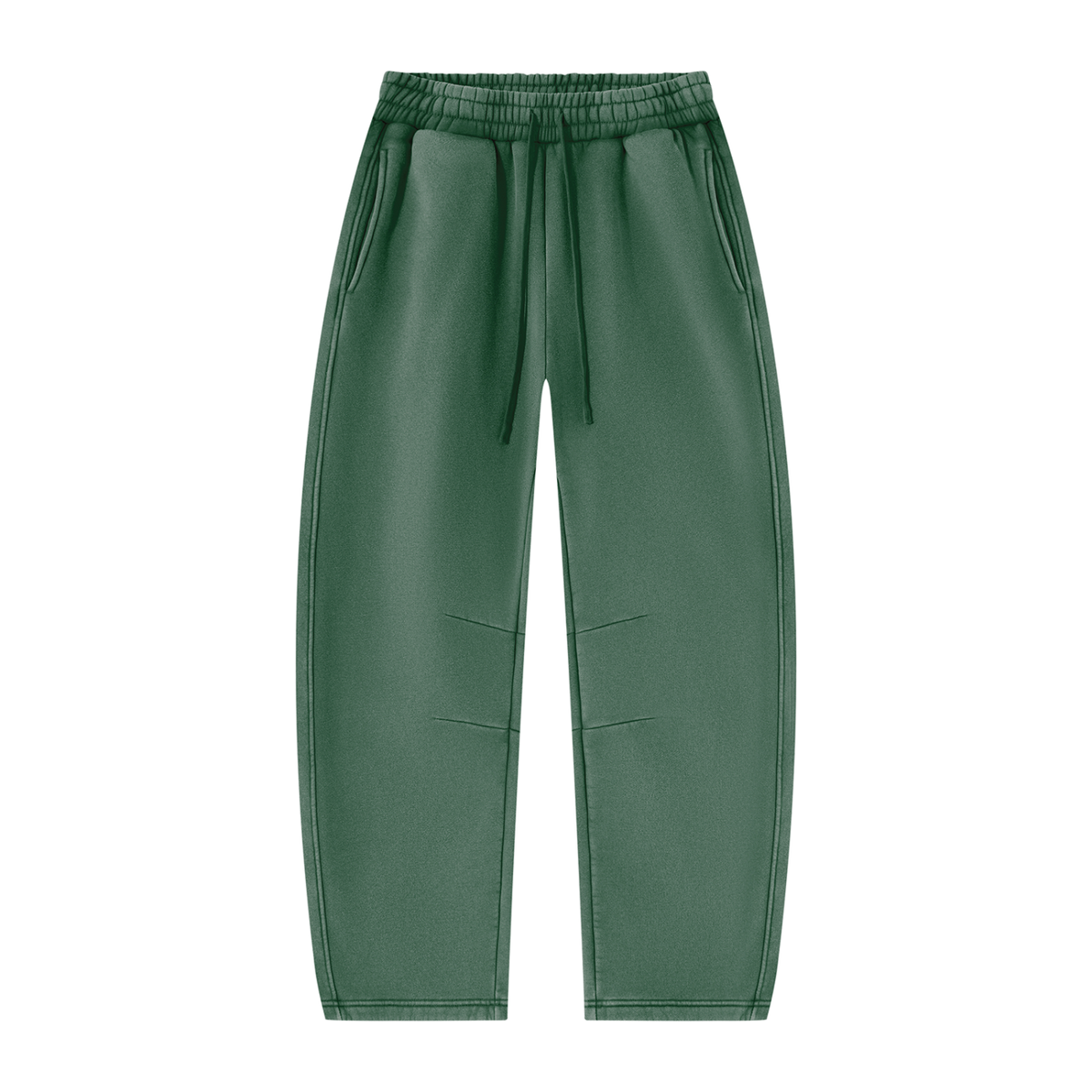 Vintage Wash Barrel Leg Sweatpants in Dark Green, front