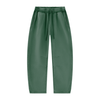 Vintage Wash Barrel Leg Sweatpants in Dark Green, front