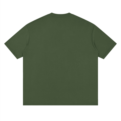 Oversized Drop Shoulder Tee in Army Green, back