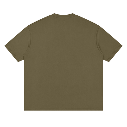 Oversized Drop Shoulder Tee in Grey Green, back