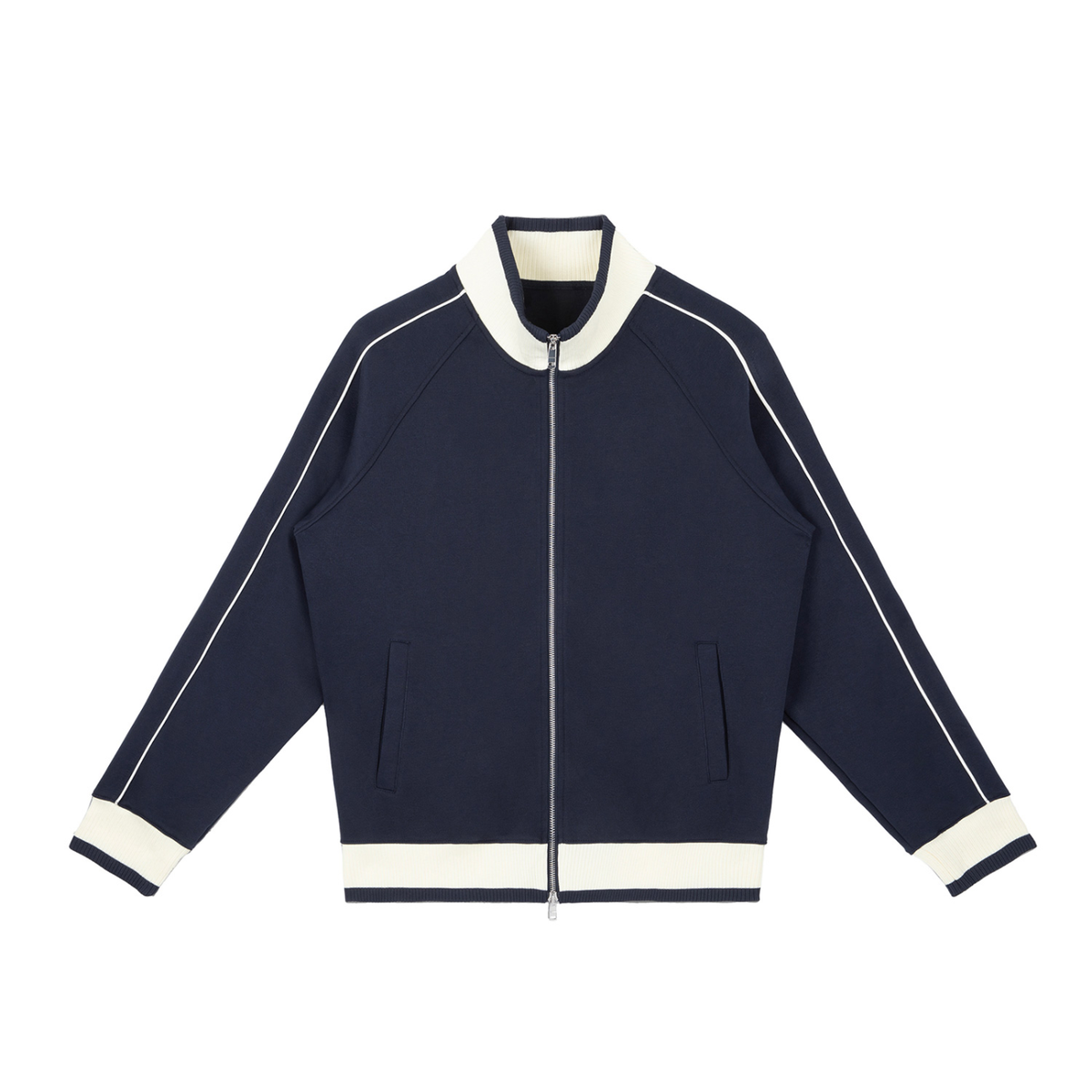 Colour Block Track Jacket in Navy, front