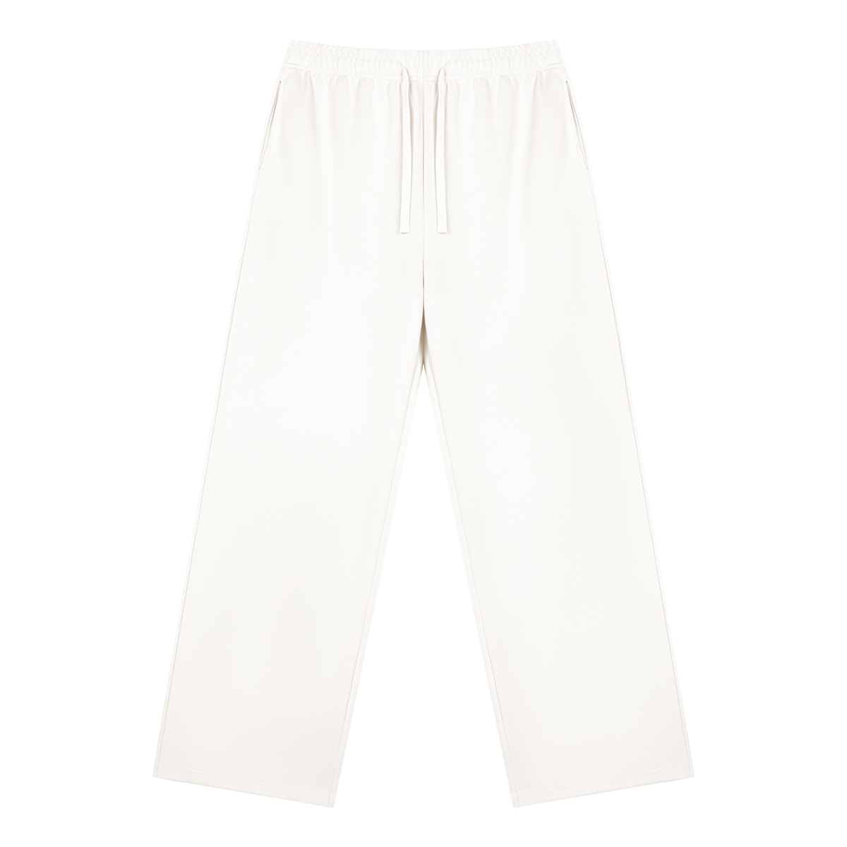 Straight Leg Fleece Track Pants in White, front