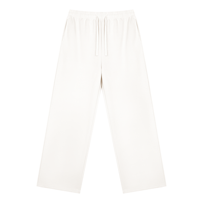 Straight Leg Fleece Track Pants in White, front