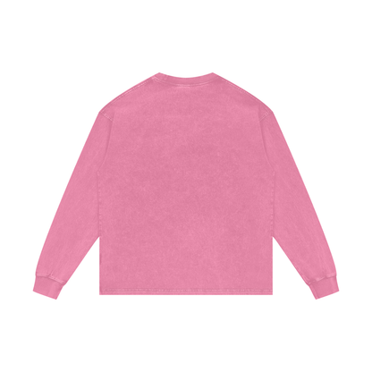 Acid Wash Long Sleeve Tee in Pink, back