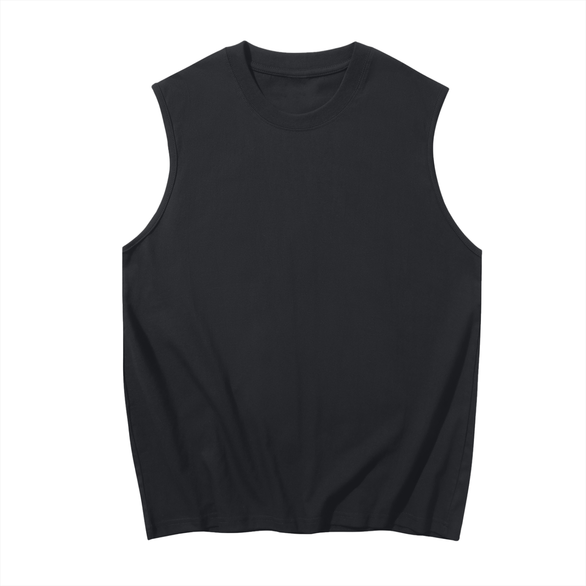 Men's Cotton Tank Top in Black, front