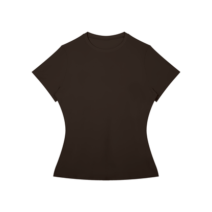 Women's Fitted Training Tee in Coffee, front