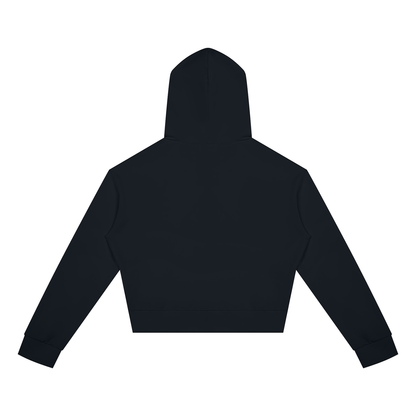 Women's Cropped Zip Hoodie in Black, back