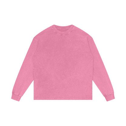 Acid Wash Long Sleeve Tee in Pink, front