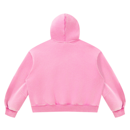 Vintage Wash Boxy Hoodie in Pink, back
