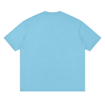 Oversized Drop Shoulder Tee in Medium Blue, back