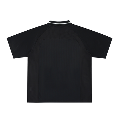 Striped Football Jersey in Black, back