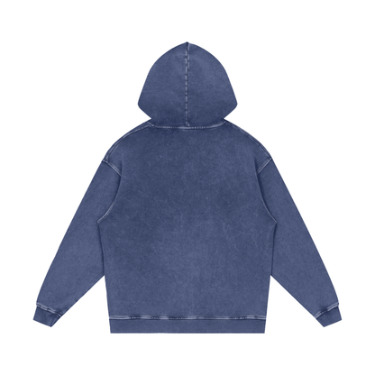 Snow Wash Heavyweight Hoodie in Dark Blue, back