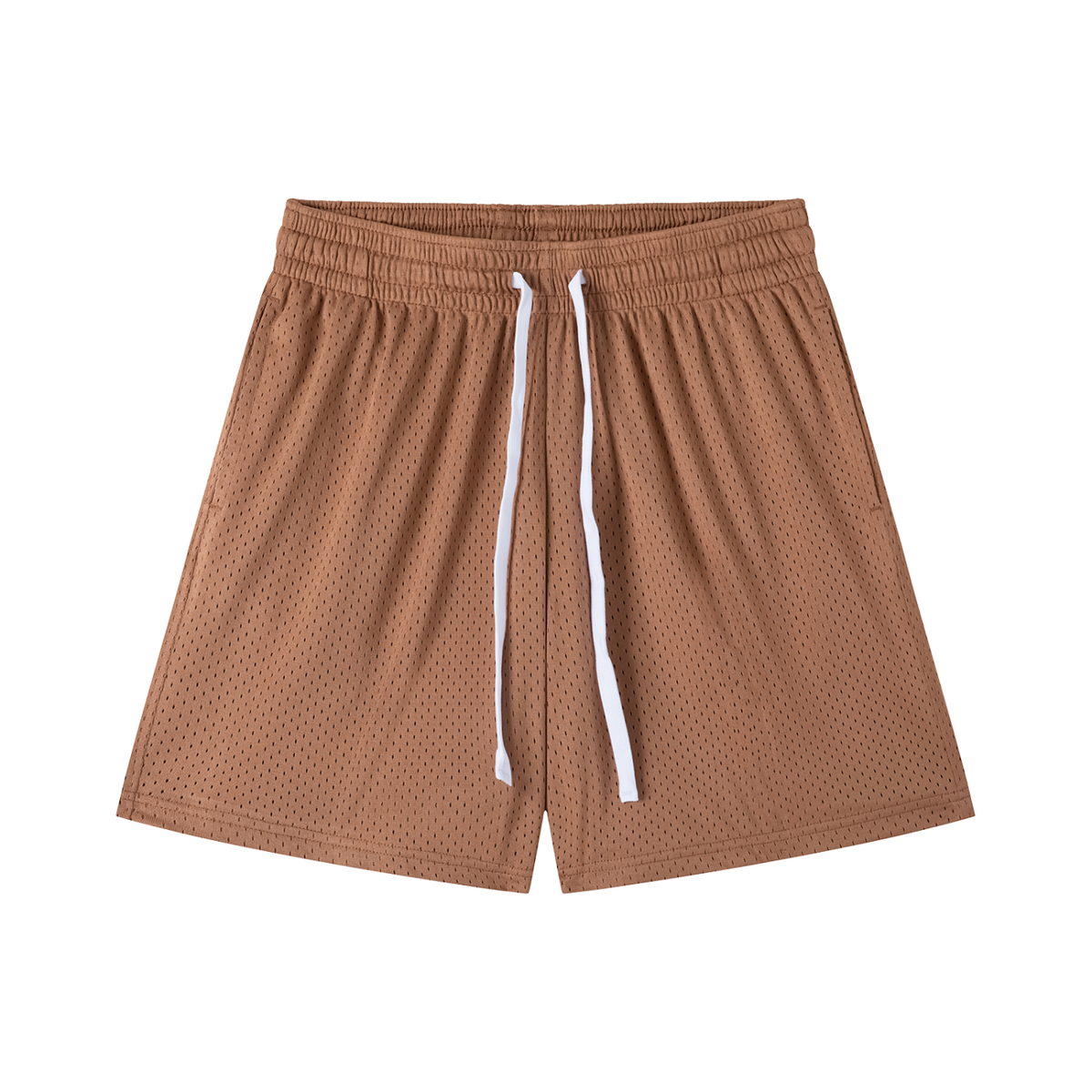Mesh Training Shorts in Brown, front