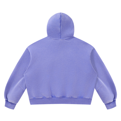 Vintage Wash Boxy Hoodie in Purple, back