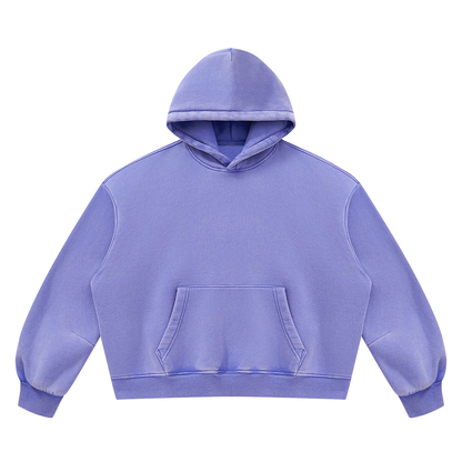 Vintage Wash Boxy Hoodie in Purple, front