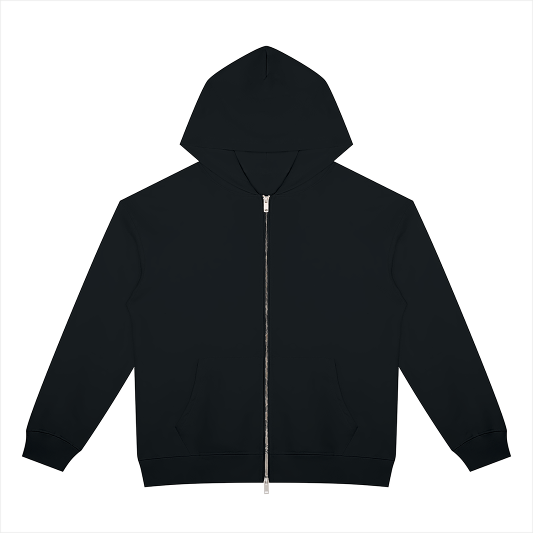 Heavyweight Zip Hoodie in Black, front