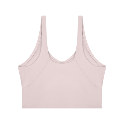 Cropped Yoga Tank in Pink, back