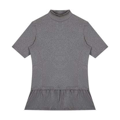 Men's Mock Neck Training Tee in Marl Grey, front