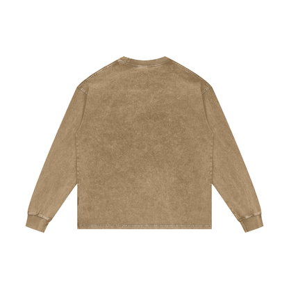 Acid Wash Long Sleeve Tee in Honey Peach, back