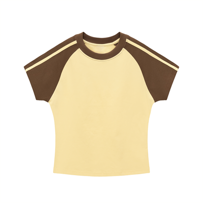 Contrast Stripes Bodycon Raglan  Sleeve T-Shirt