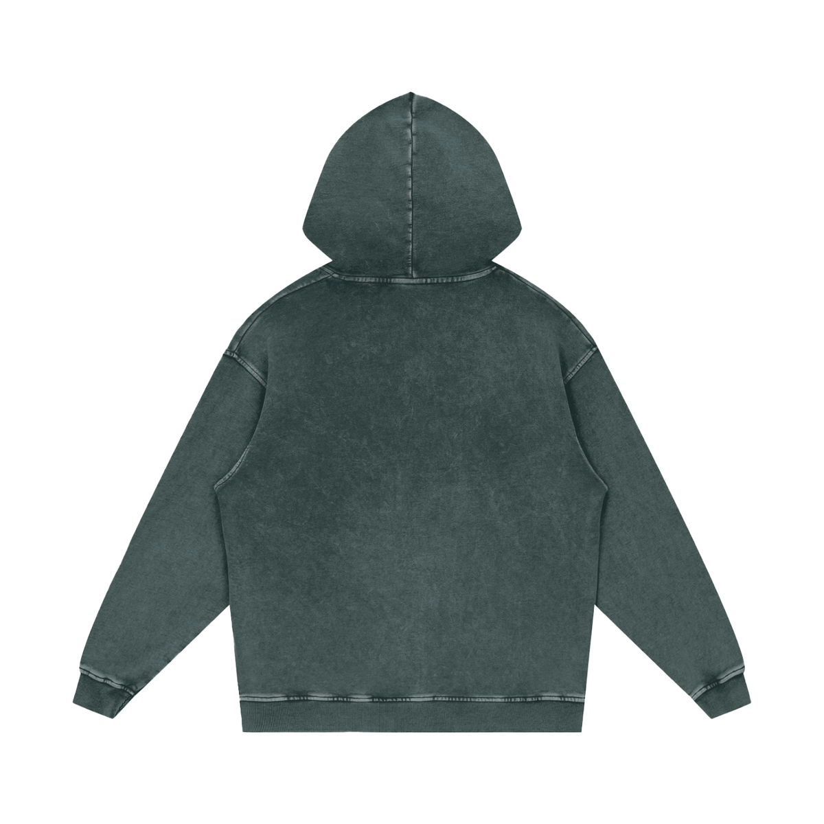 Snow Wash Heavyweight Hoodie in Dark Green, back